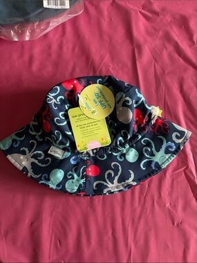 i play. Navy Bucket Hat with Teal and Red Octopus Print
